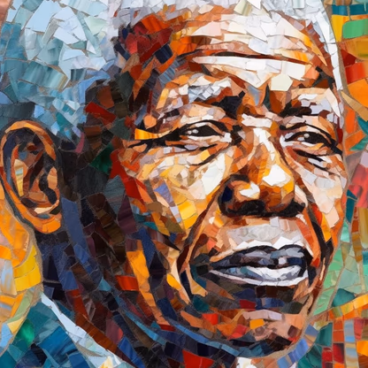 Artistic mosaic portrait of Nelson Mandela