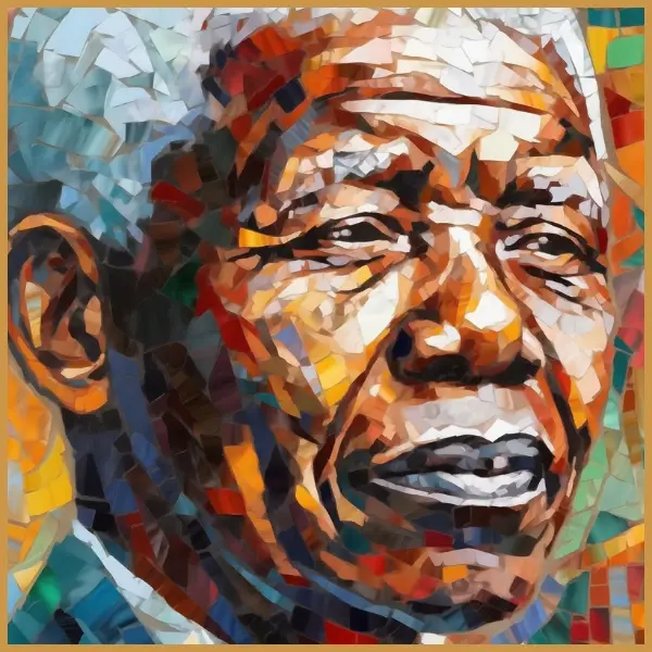 Mosaic portrait evoking the Je ne perds jamais spirit